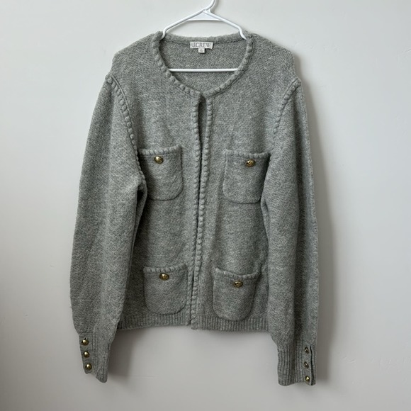 J.Crew Odette Sweater Lady Merino Wool Alpaca Blend Jacket in Grey Size: XL - Picture 2 of 7